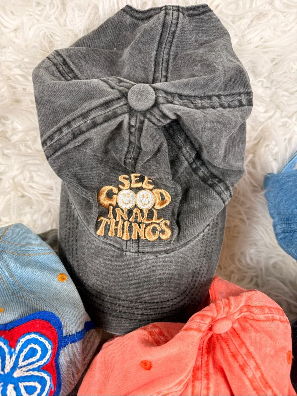 Lot of 5 Embroidered Baseball Caps - Assorted Colors